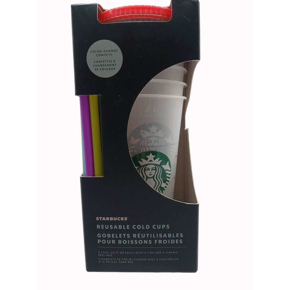 Starbucks 2021 Summer Color Changing Confetti 24 oz Venti Cold Cups Tumblers New